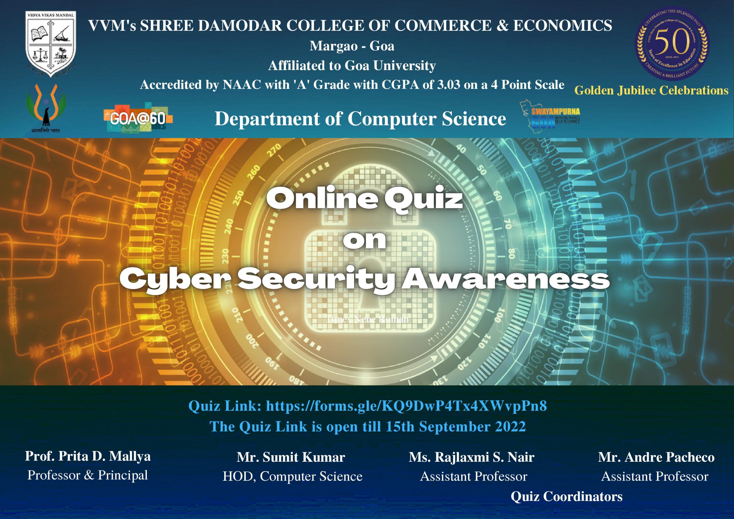 Online Quiz on Cyber Security Awareness Shree Damodar College of